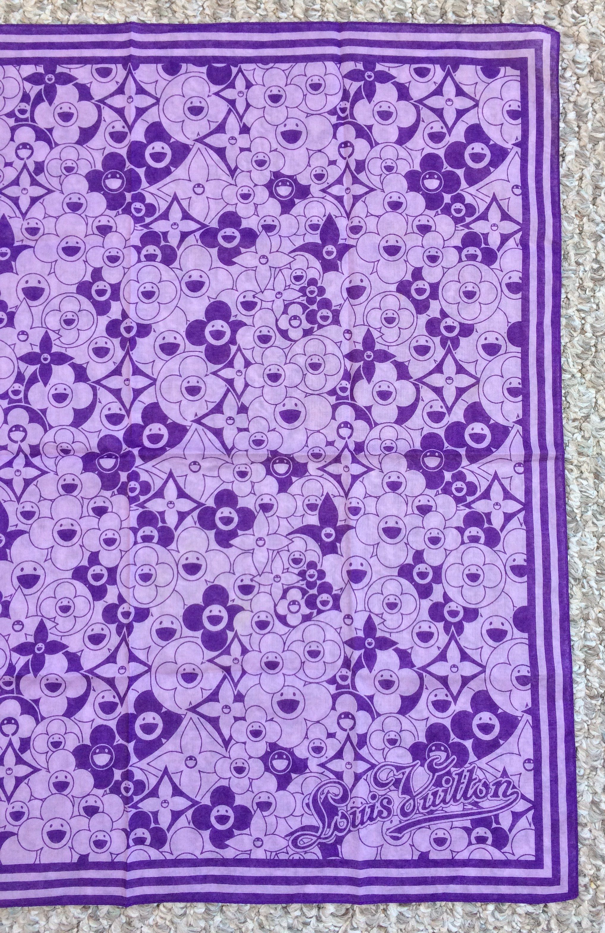 Louis Vuitton × Takashi Murakami Louis Vuitton x Murakami Cosmic Blossom Monogram Scarf Size ONE SIZE - 3 Thumbnail