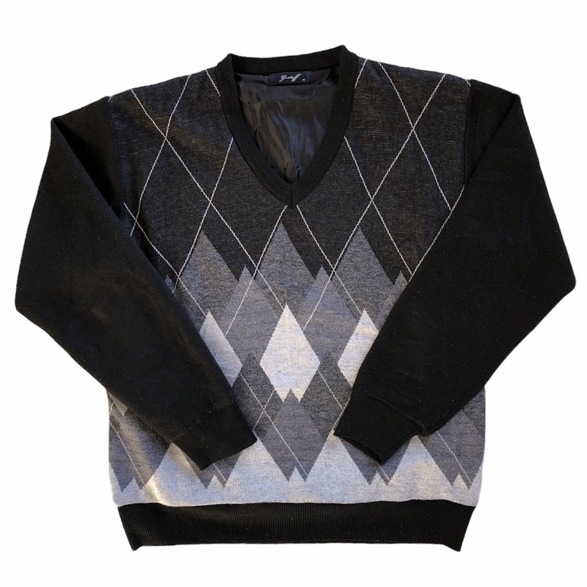 image of Designer Sweatshirt Checker V Neck By G-Staff in Black, Men's (Size Medium)