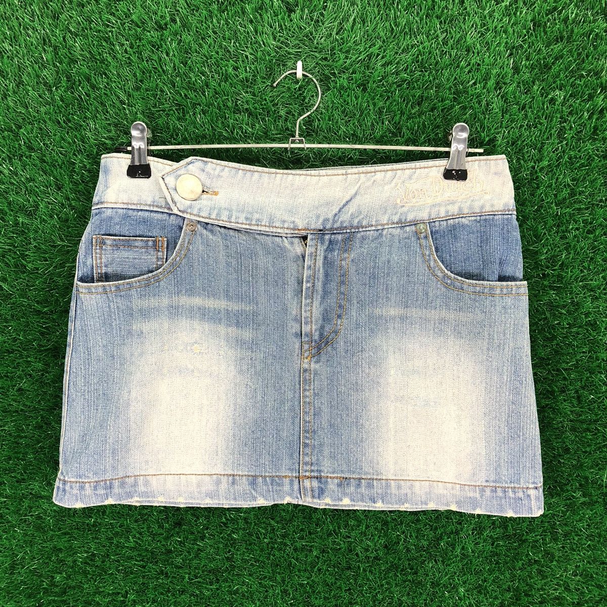 Vintage Vintage Y2K Von Dutch Sexy Denim Mini Skirt Size 29" - 2 Thumbnail