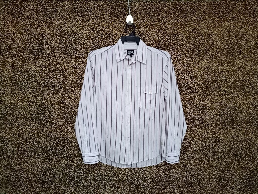 🔥🔥🔥Stussy Made in Usa Stripes Polkadot Button Up Shirt