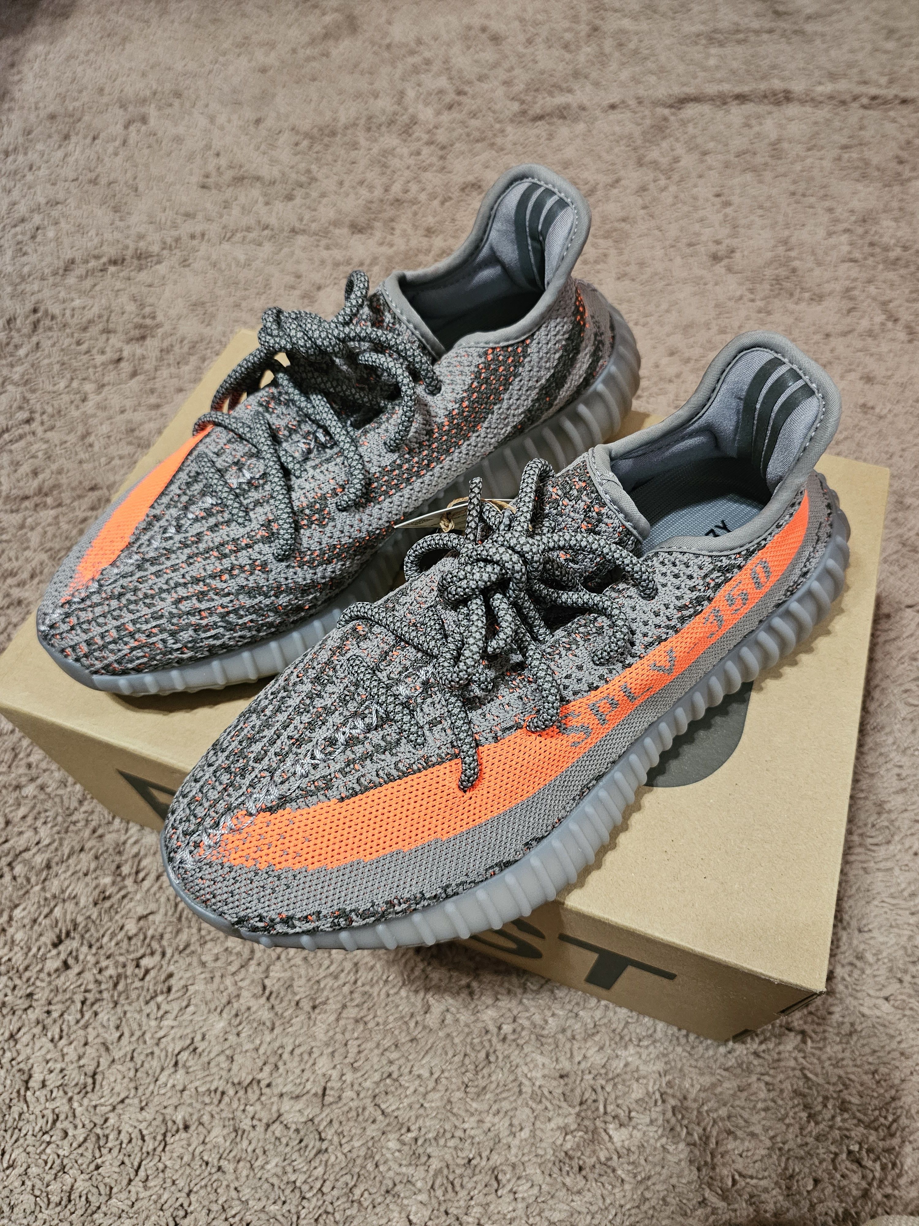 image of Adidas x Kanye West Yeezy 350 Beluga Reflective V2 Shoes in Reflective/Steeple Grey/Solar Red (Size