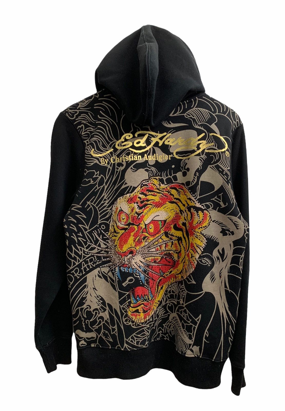 Ed Hardy Christian Audigie パーカー ストーン Christian Audigier Rhinestone Zip Up Hoodie • | Depop