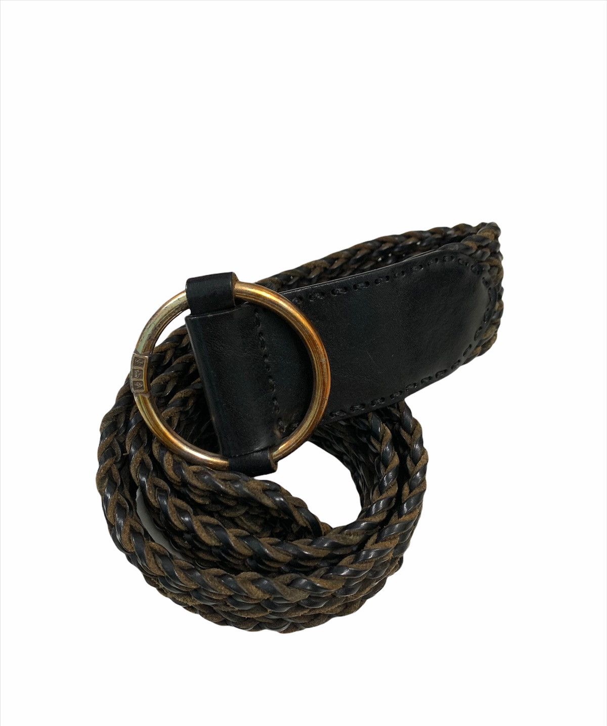 【ラルフローレン】Double-Braided Leather Belt Polo Ralph Lauren Men's Double O-Ring Cotton Braided Leather