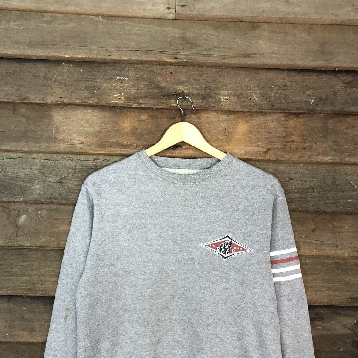 Japanese Brand Bear Surf Boards Grey vintage Sweatshirt #042B Size US M / EU 48-50 / 2 - 2 Thumbnail