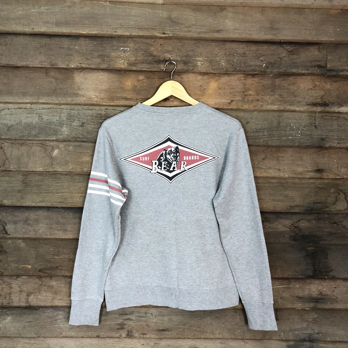 Japanese Brand Bear Surf Boards Grey vintage Sweatshirt #042B Size US M / EU 48-50 / 2 - 12 Thumbnail