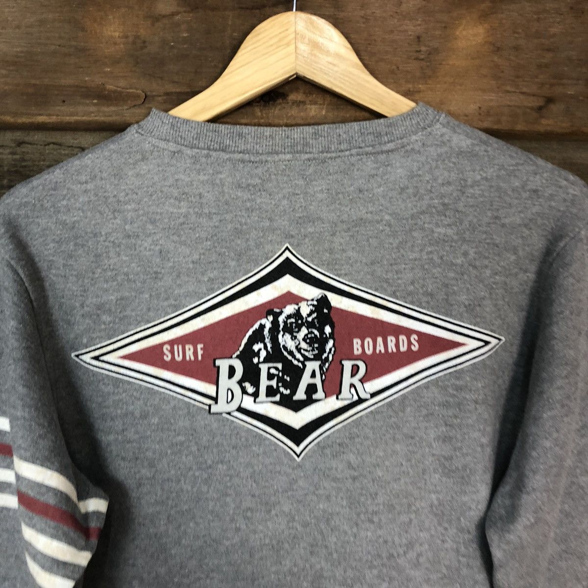 Japanese Brand Bear Surf Boards Grey vintage Sweatshirt #042B Size US M / EU 48-50 / 2 - 13 Thumbnail