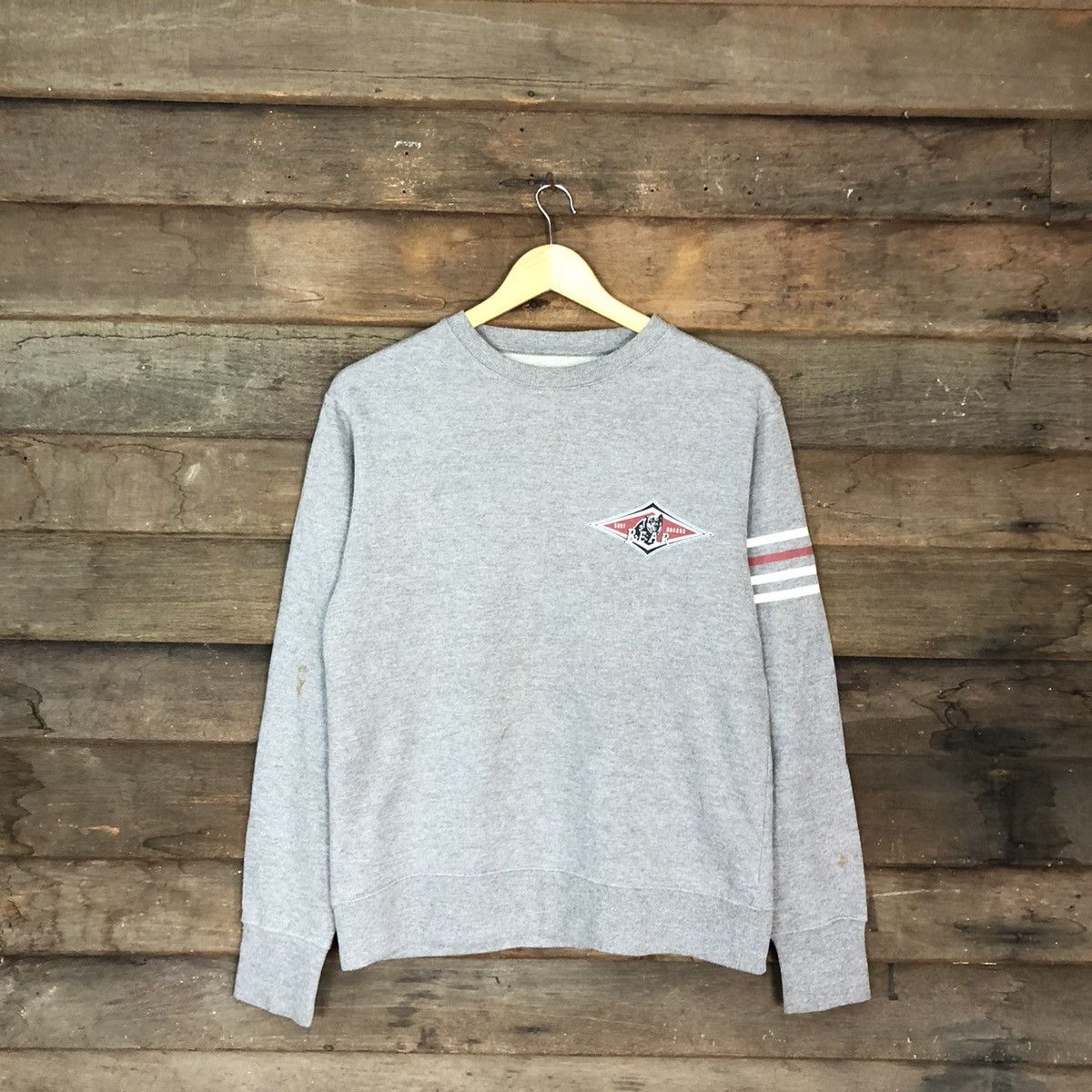 image of Bear Surf Boards Grey Vintage Sweatshirt 042B, Men's (Size Medium)