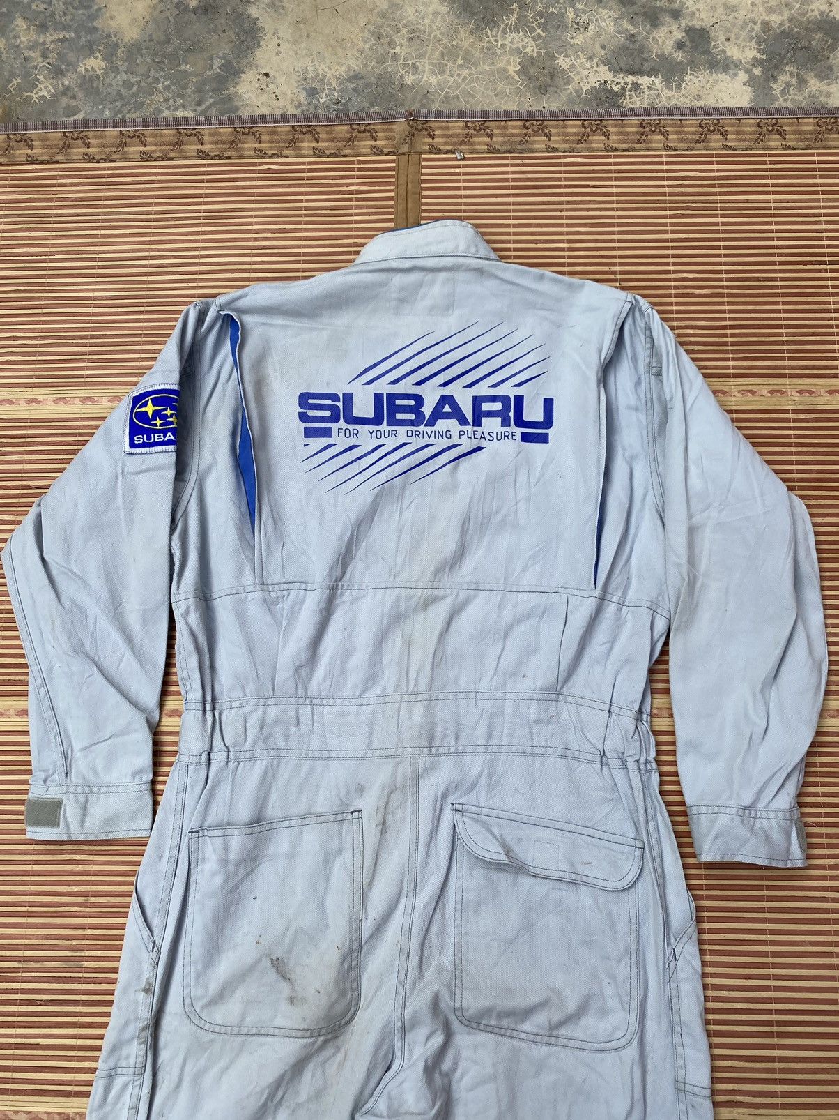 image of Archival Clothing x Racing Vintage Distressed Subaru Overall in Grey, Men's (Size 32)