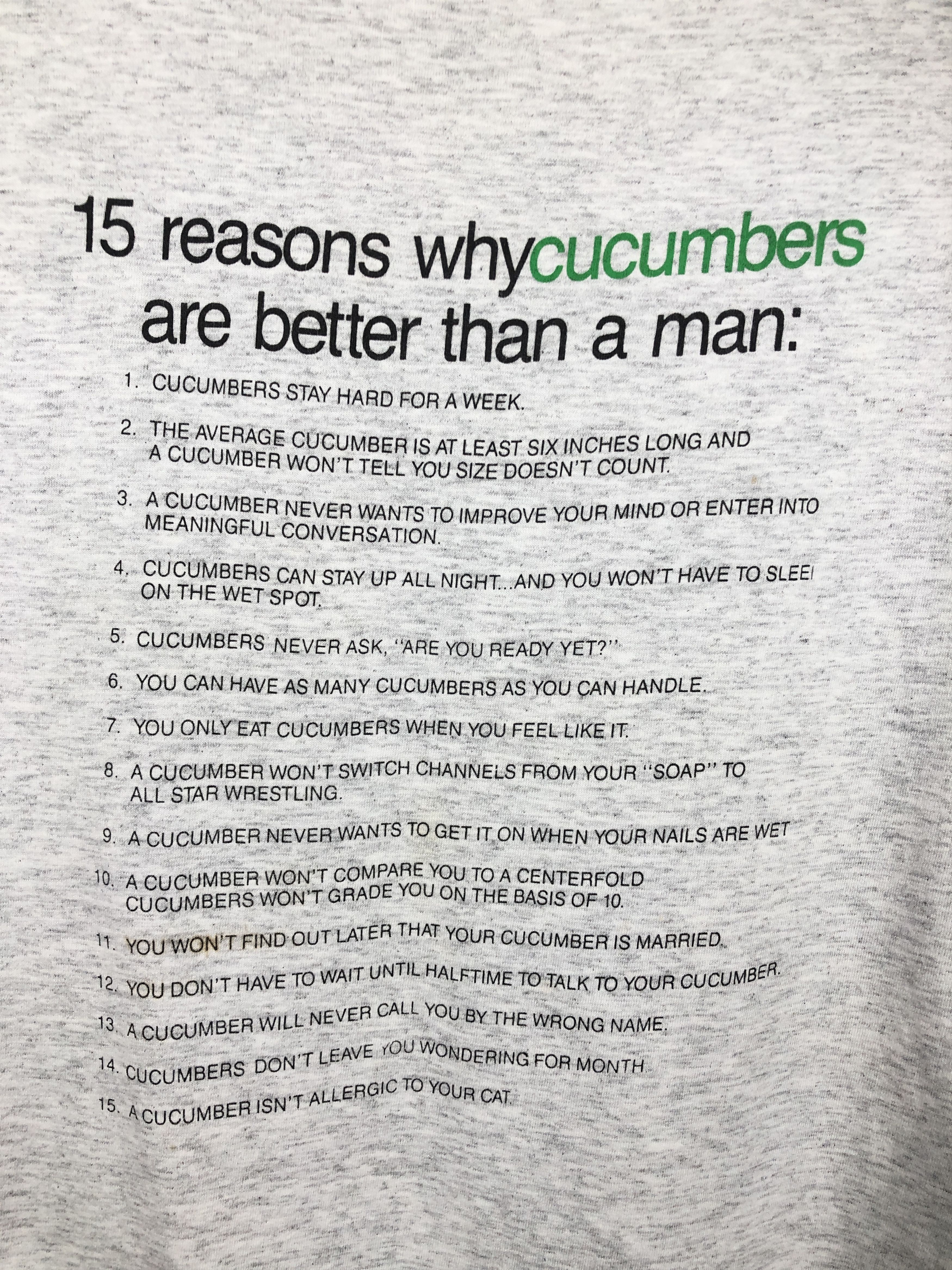 Vintage Vintage Cucumbers Are Better Than A Man Humor Funny T-Shirt Size US M / EU 48-50 / 2 - 1 Thumbnail
