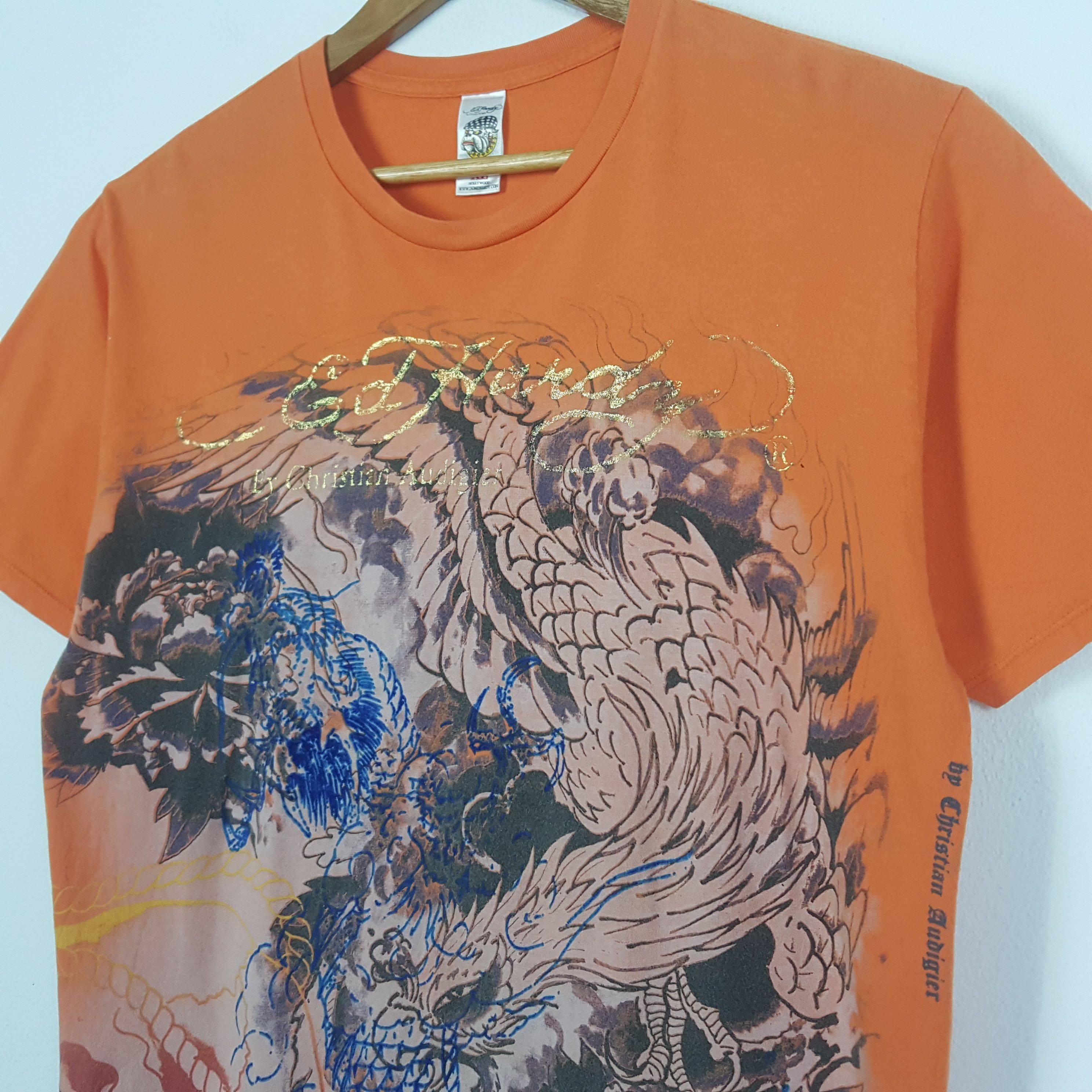 Christian Audigier × Ed Hardy × Vintage Vintage Ed Hardy by Christian Audigier Dragon Style t-shirt Size US XL / EU 56 / 4 - 2 Thumbnail