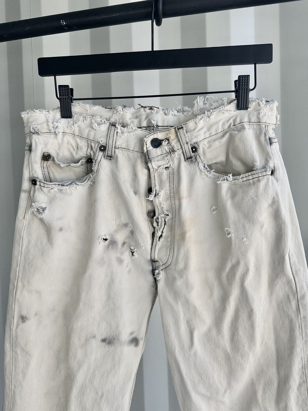 image of Levis x Vintage Levi’S Released Hem Denim Thrashed in White, Men's (Size 32)