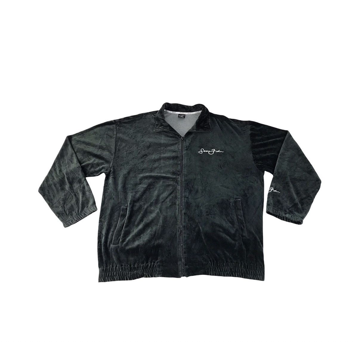 Sean John × Vintage Sean John Velvet Fleece Zip Up Spell Out Embroidery Logo Size US XL / EU 56 / 4 - 1 Thumbnail
