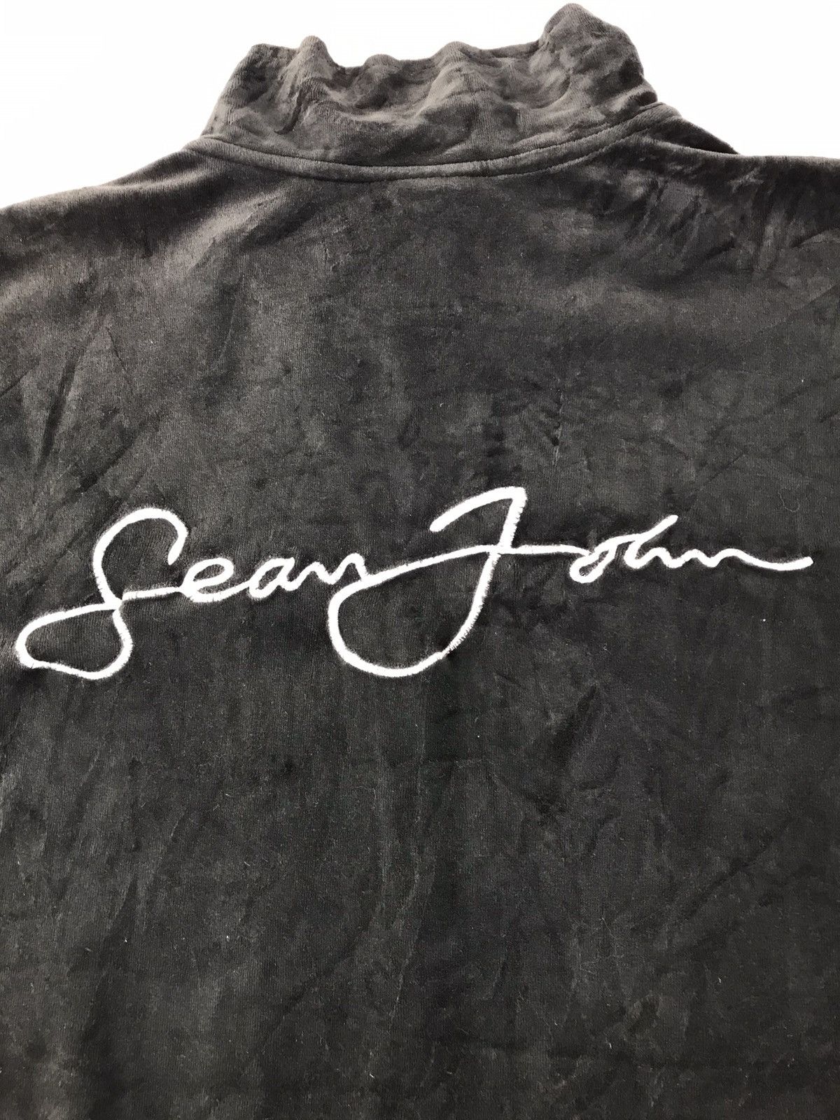Sean John × Vintage Sean John Velvet Fleece Zip Up Spell Out Embroidery Logo Size US XL / EU 56 / 4 - 4 Thumbnail
