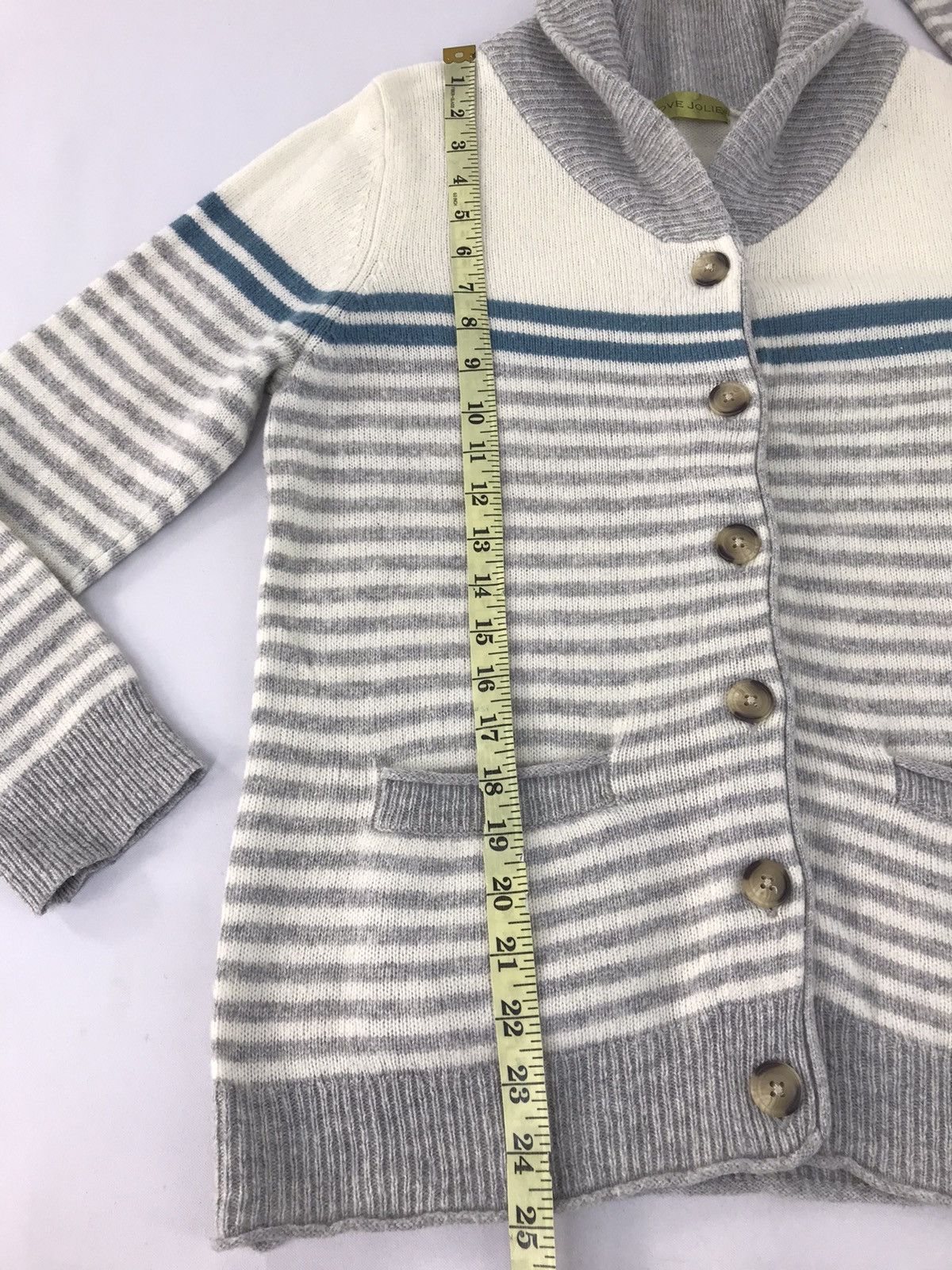 Japanese Brand × Vintage Love Jolie Knitwear Cardigan Shirt Button Down Striped Size S / US 4 / IT 40 - 9 Thumbnail