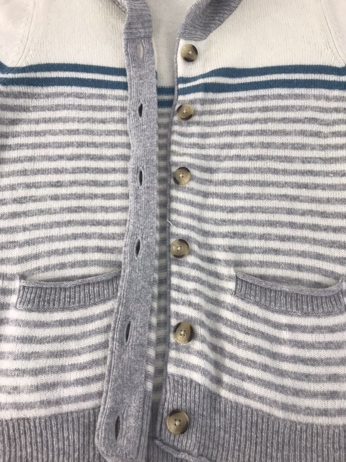Japanese Brand × Vintage Love Jolie Knitwear Cardigan Shirt Button Down Striped Size S / US 4 / IT 40 - 2 Thumbnail