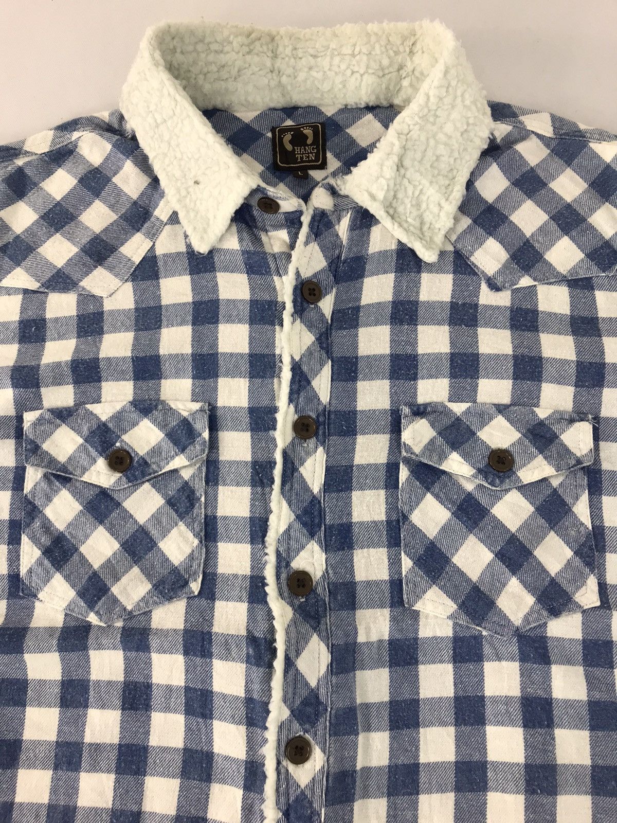 Hang Ten × Vintage Hang Ten Flannel Plaid Checked Double Pocket Sherpa Inner Size L / US 10 / IT 46 - 3 Thumbnail