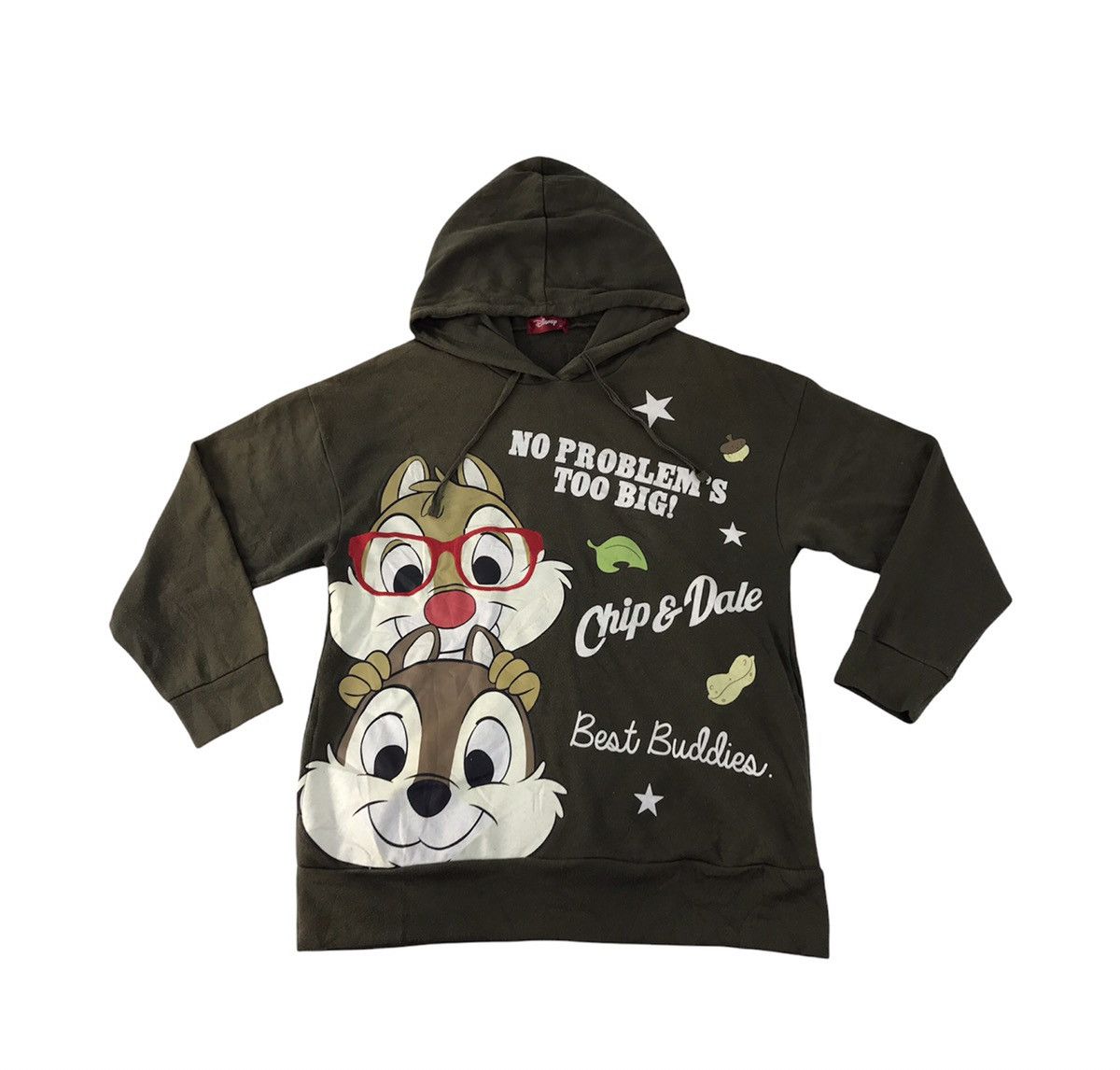 image of Cartoon Network x Disney Chip N Dale Best Buddies Cartoon Character Hoodies Pull Over in Dark Green