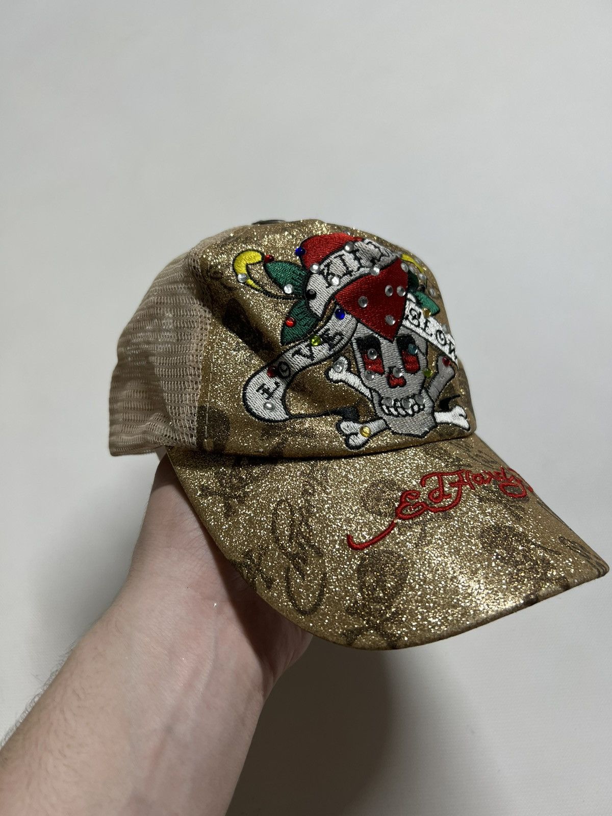Ed Hardy Vintage Y2k Gold Ed Hardy All Over Print Cap 00’s Size ONE SIZE - 1 Thumbnail