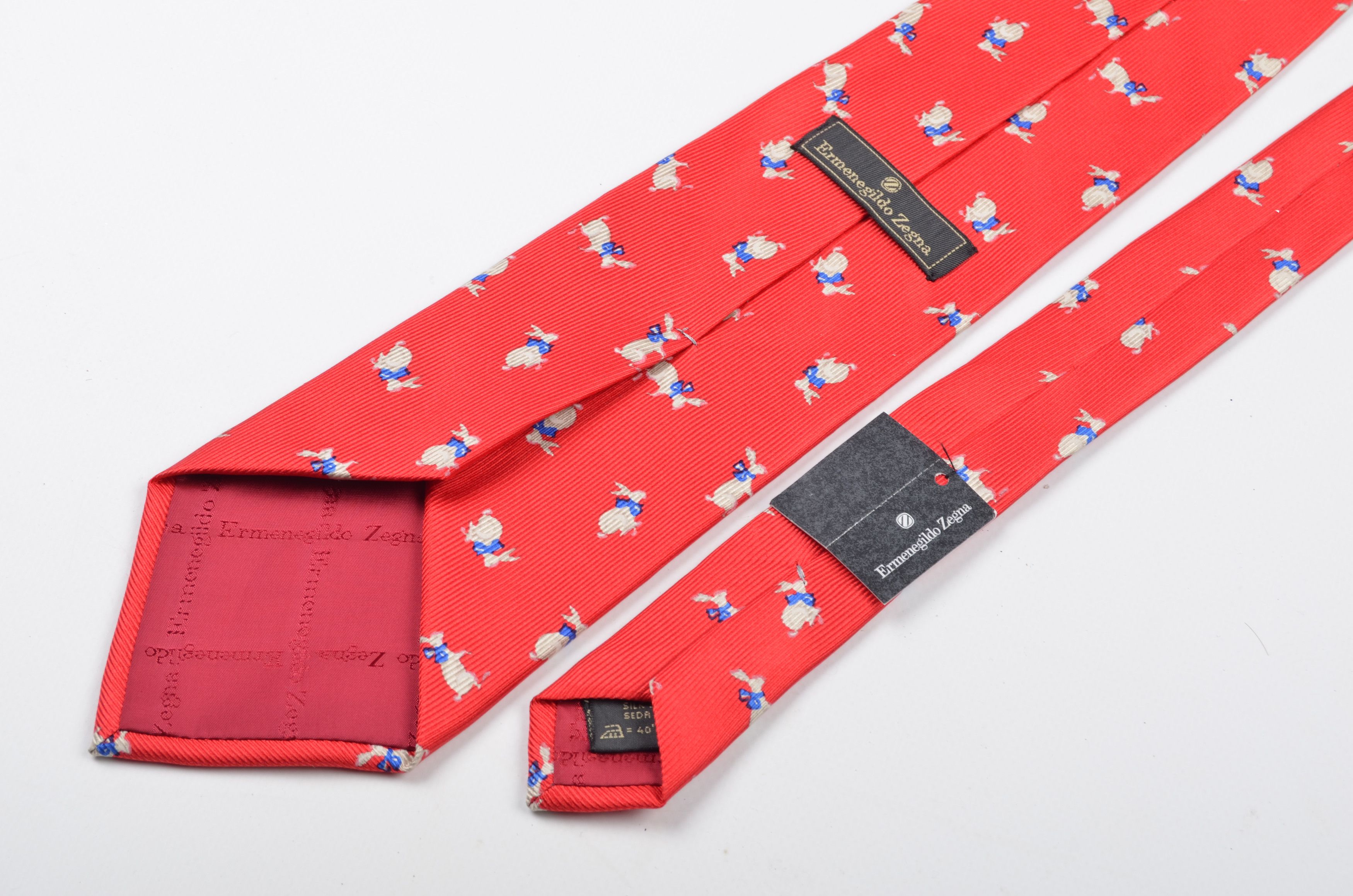 Ermenegildo Zegna Ermenegildo Zegna Silk Bunnies Printed Tie Size ONE SIZE - 3 Thumbnail
