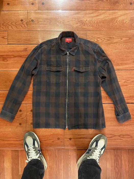 販売カスタムオーダー Supreme Shadow Plaid Flannel ZipUp Shirt ...