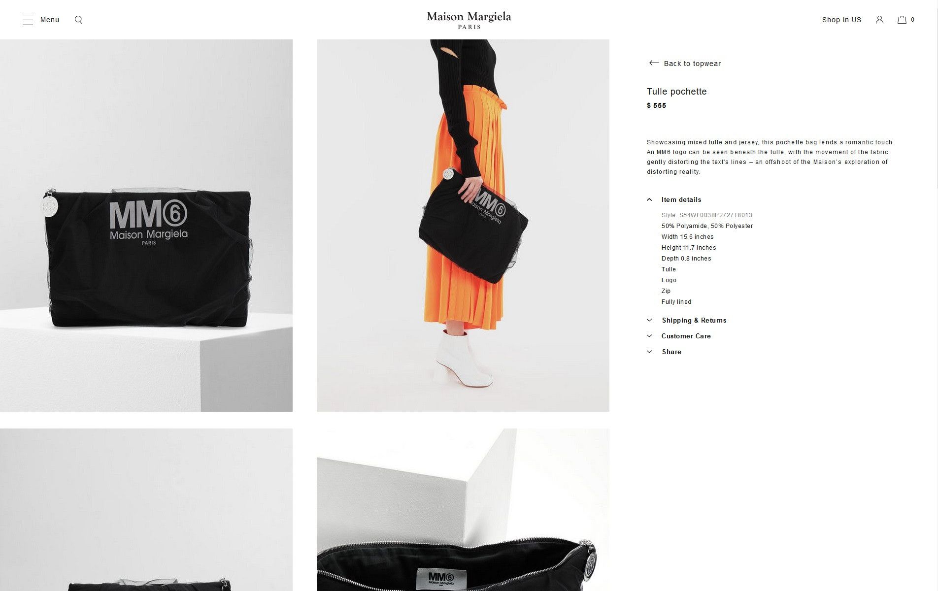 Maison Margiela Margiela MM6 Black Tulle Pochette Bag Size ONE SIZE - 6 Thumbnail