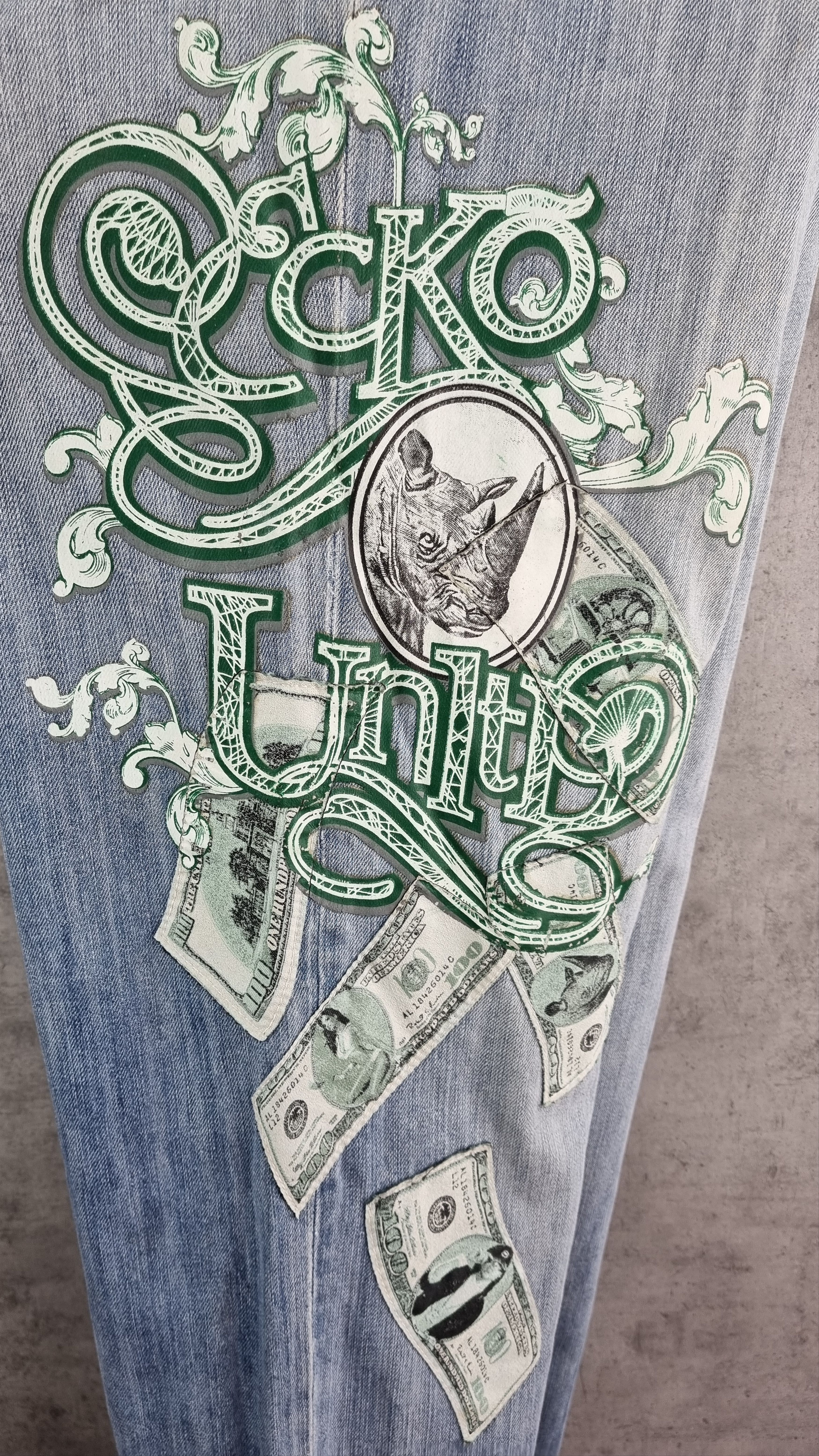 Ecko Unltd. Rare Ecko Dollars Big Logo Art Denim Jeans ED HARDY style Size US 34 / EU 50 - 4 Thumbnail