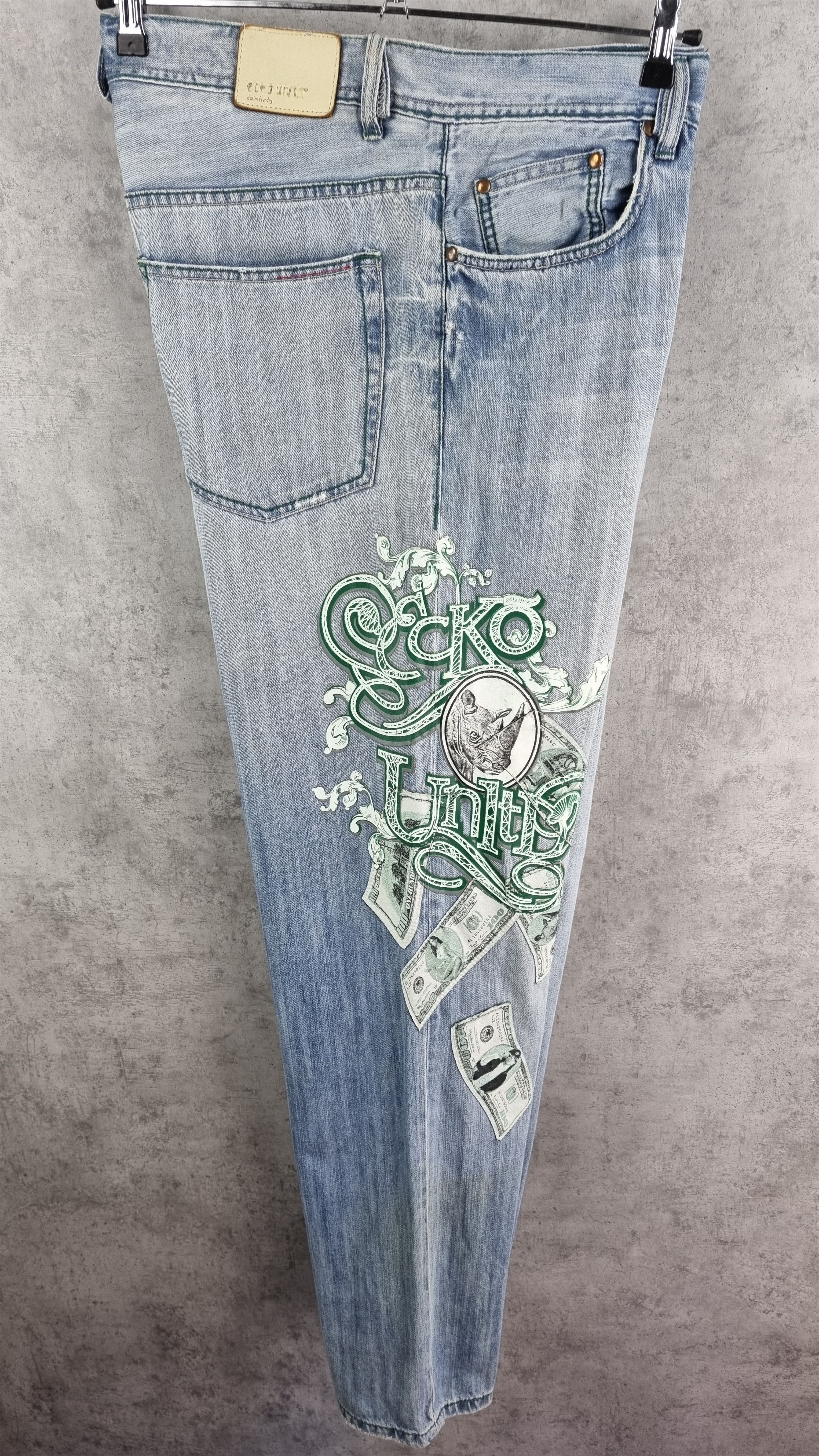 Ecko Unltd. Rare Ecko Dollars Big Logo Art Denim Jeans ED HARDY style Size US 34 / EU 50 - 2 Thumbnail