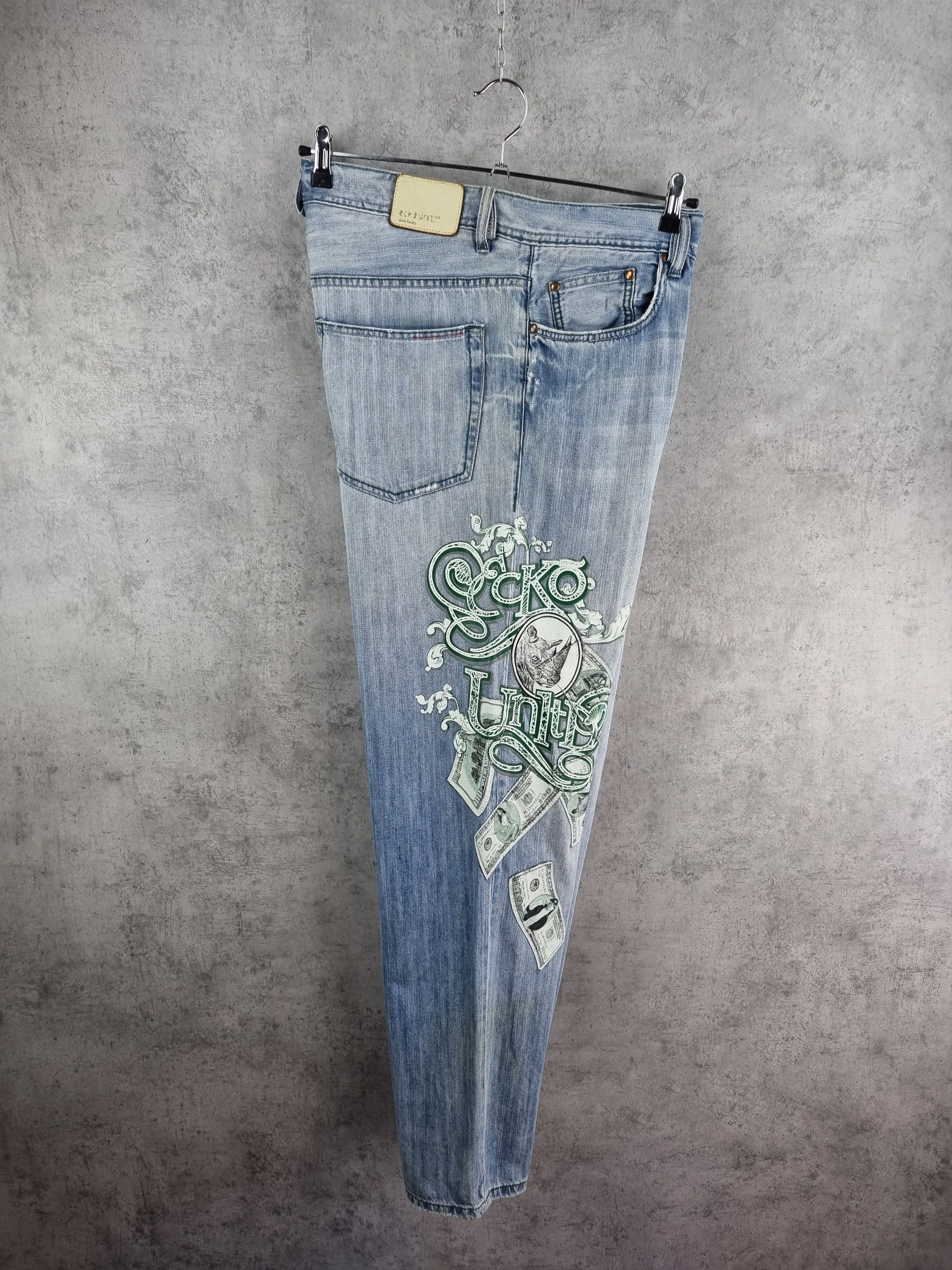 Ecko Unltd. Rare Ecko Dollars Big Logo Art Denim Jeans ED HARDY style Size US 34 / EU 50 - 6 Thumbnail