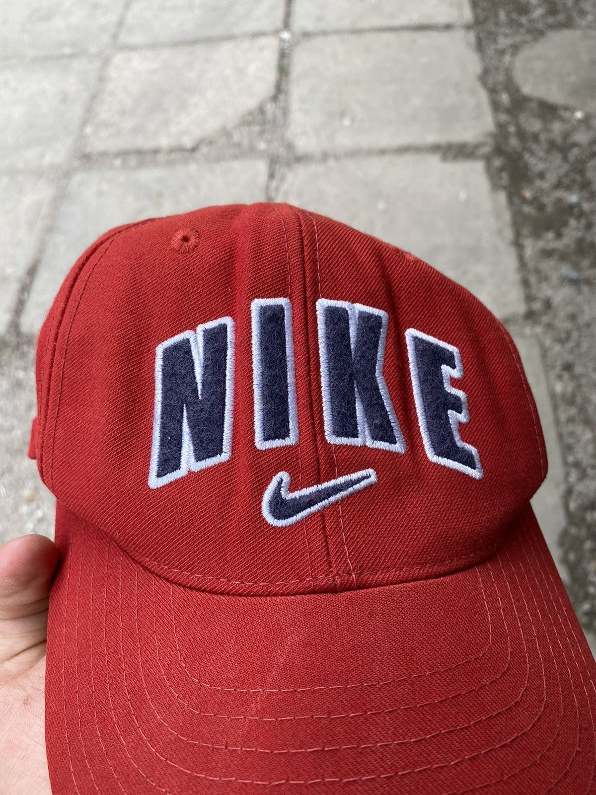 Nike × Vintage Mens Vintage Nike Cap big logo streetwear y2k rare drill Size ONE SIZE - 2 Thumbnail