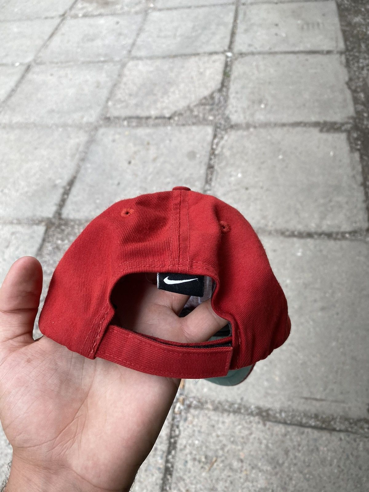Nike × Vintage Mens Vintage Nike Cap big logo streetwear y2k rare drill Size ONE SIZE - 4 Thumbnail
