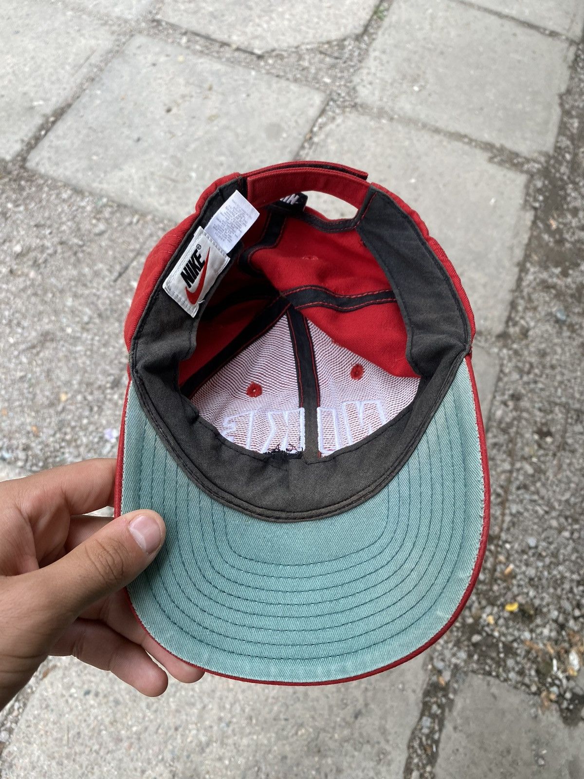 Nike × Vintage Mens Vintage Nike Cap big logo streetwear y2k rare drill Size ONE SIZE - 7 Thumbnail