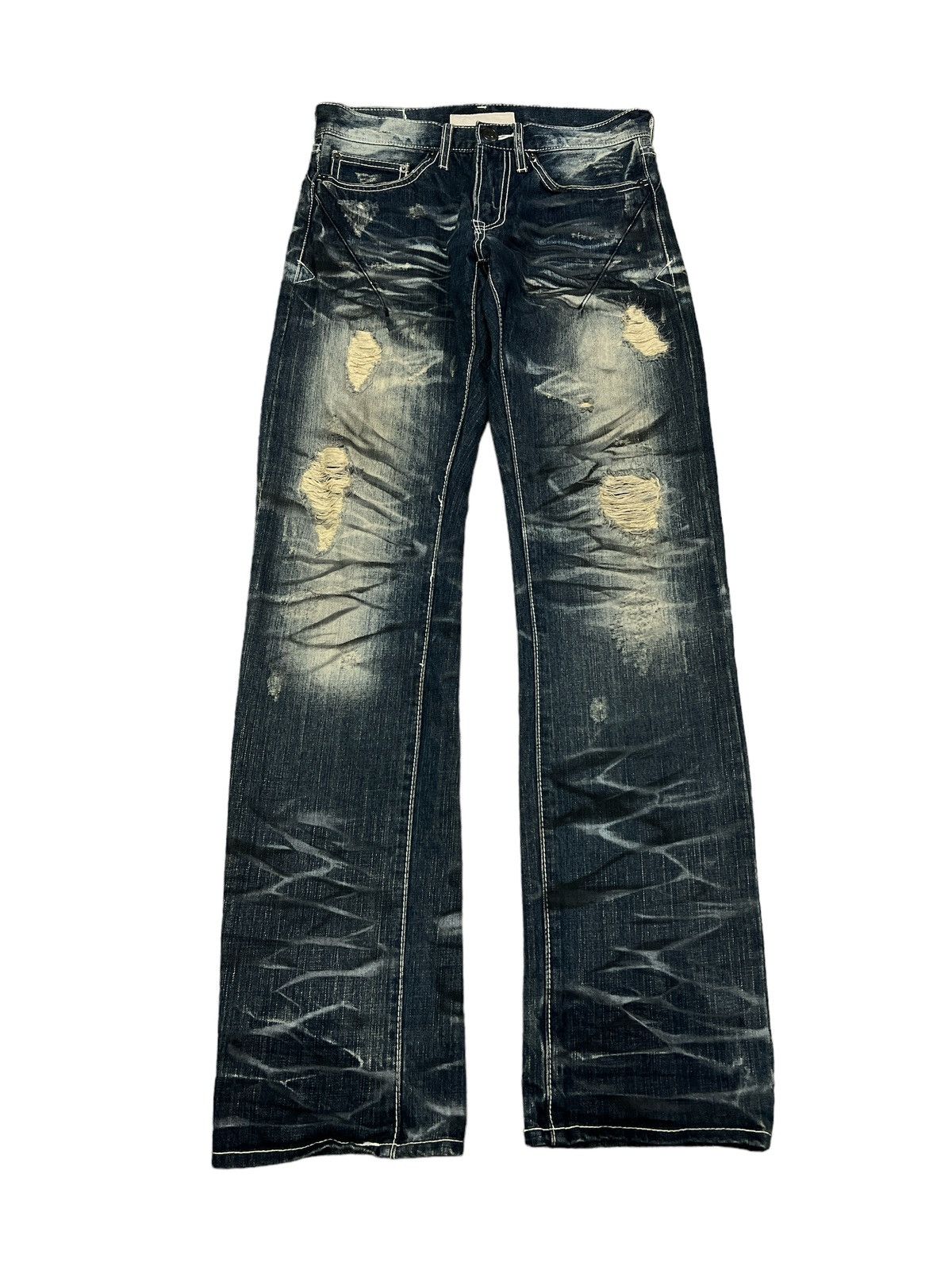 Japanese Brand SICK🔥THRASHED NEUTRAL INFINITY DISTRESSED DENIM PANT Size US 30 / EU 46 - 1 Thumbnail