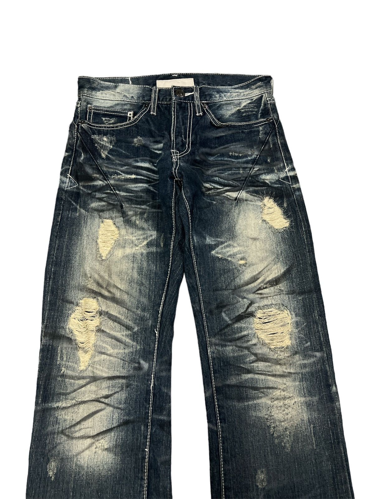 Japanese Brand SICK🔥THRASHED NEUTRAL INFINITY DISTRESSED DENIM PANT Size US 30 / EU 46 - 2 Thumbnail