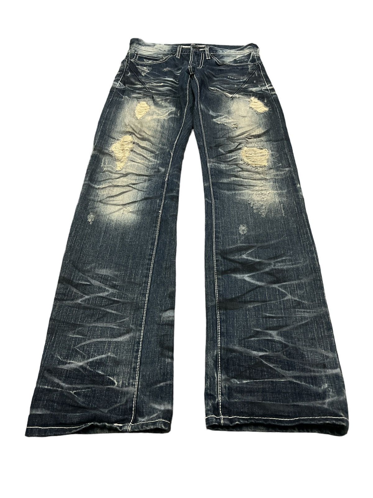 Japanese Brand SICK🔥THRASHED NEUTRAL INFINITY DISTRESSED DENIM PANT Size US 30 / EU 46 - 4 Thumbnail