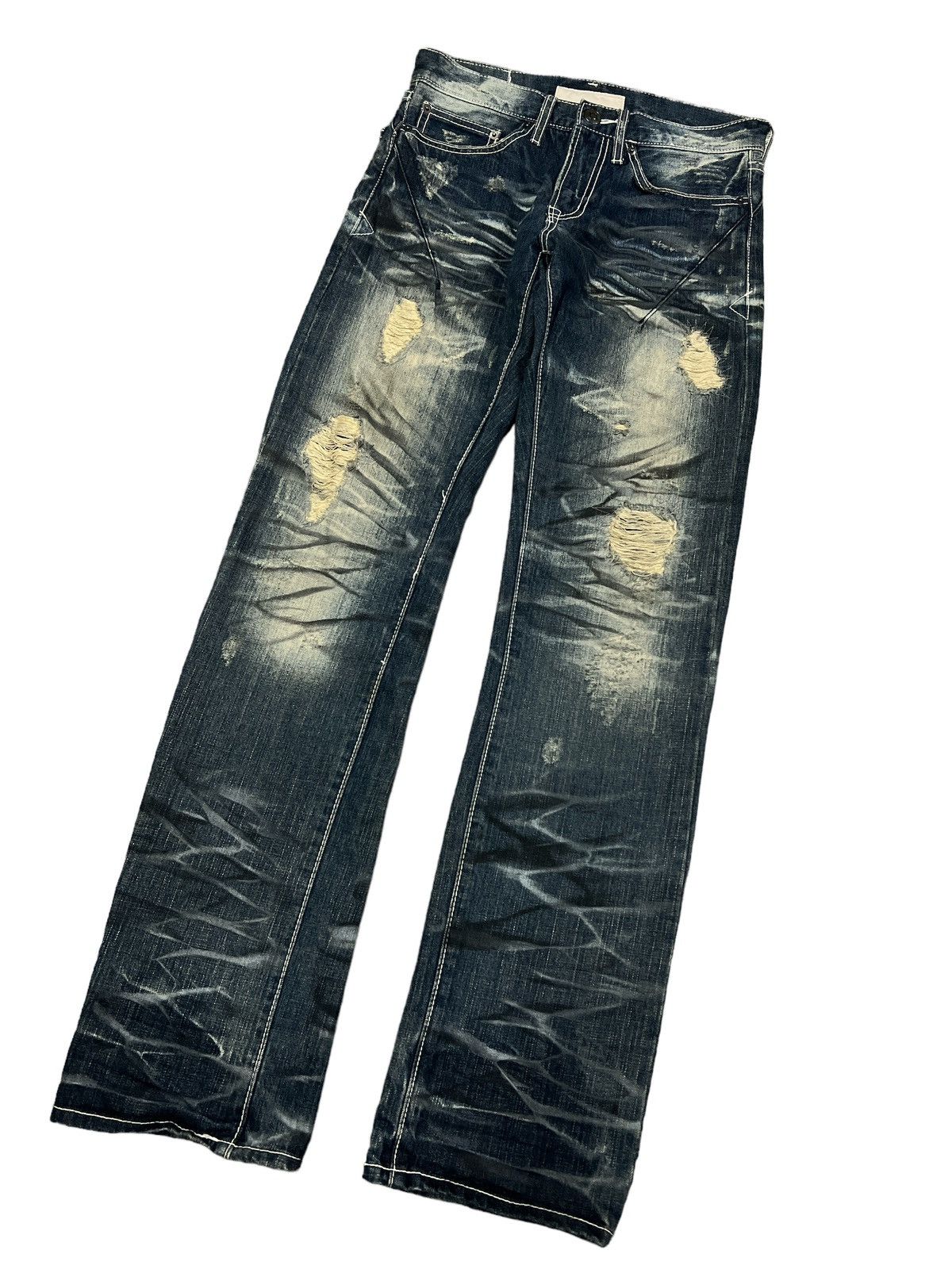 Japanese Brand SICK🔥THRASHED NEUTRAL INFINITY DISTRESSED DENIM PANT Size US 30 / EU 46 - 5 Thumbnail