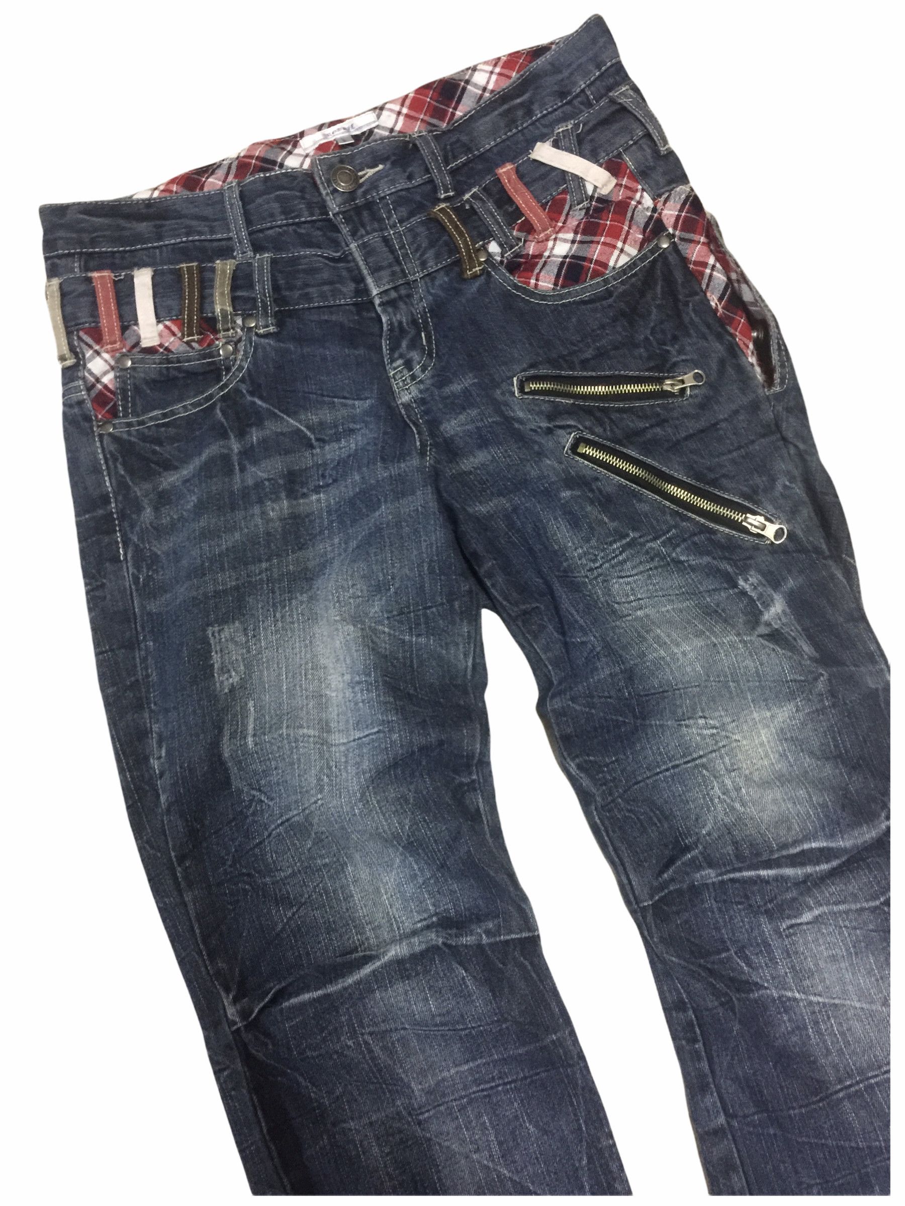 Japanese Brand RODDLE Double Waist Multicolored Belt Loop Jeans Size US 34 / EU 50 - 2 Thumbnail