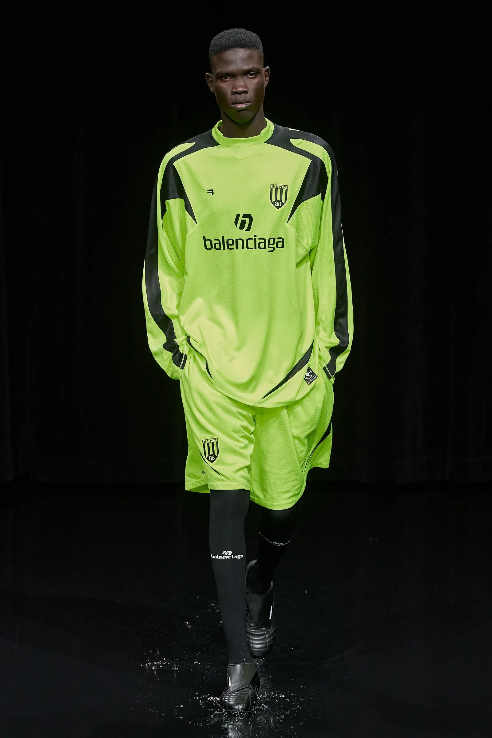 Pre-owned Balenciaga Winter 20 Neon Soccer Shorts In Neon Yellow