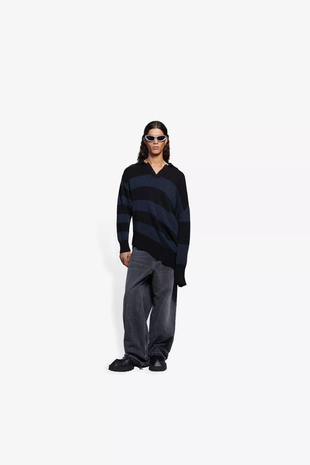 Balenciaga Balenciaga Summer 21 Striped Deformed Rugby Polo | Grailed