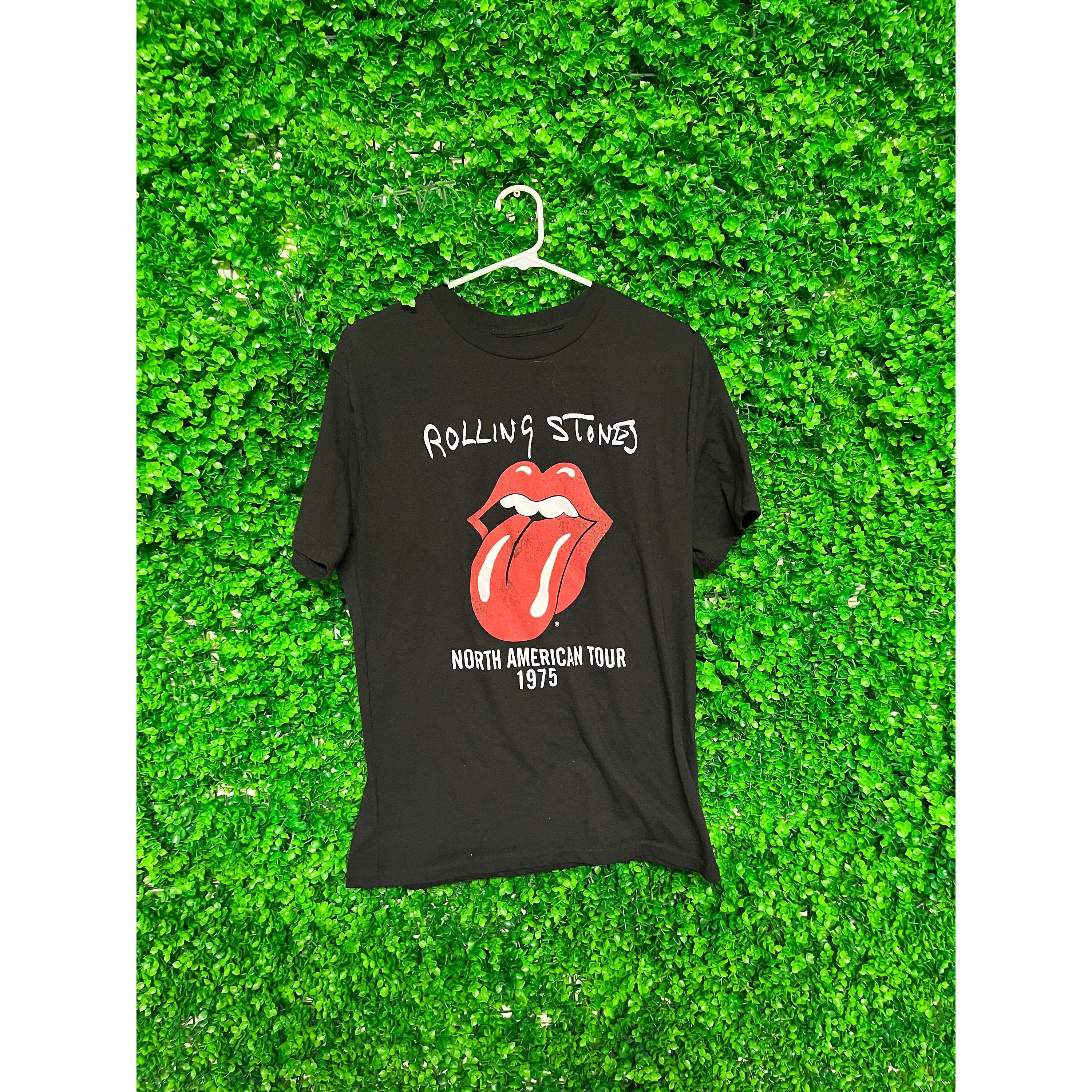 THE ROLLING STONES Band T-shirt, Men's L size cotton black type Vintage Second Hand