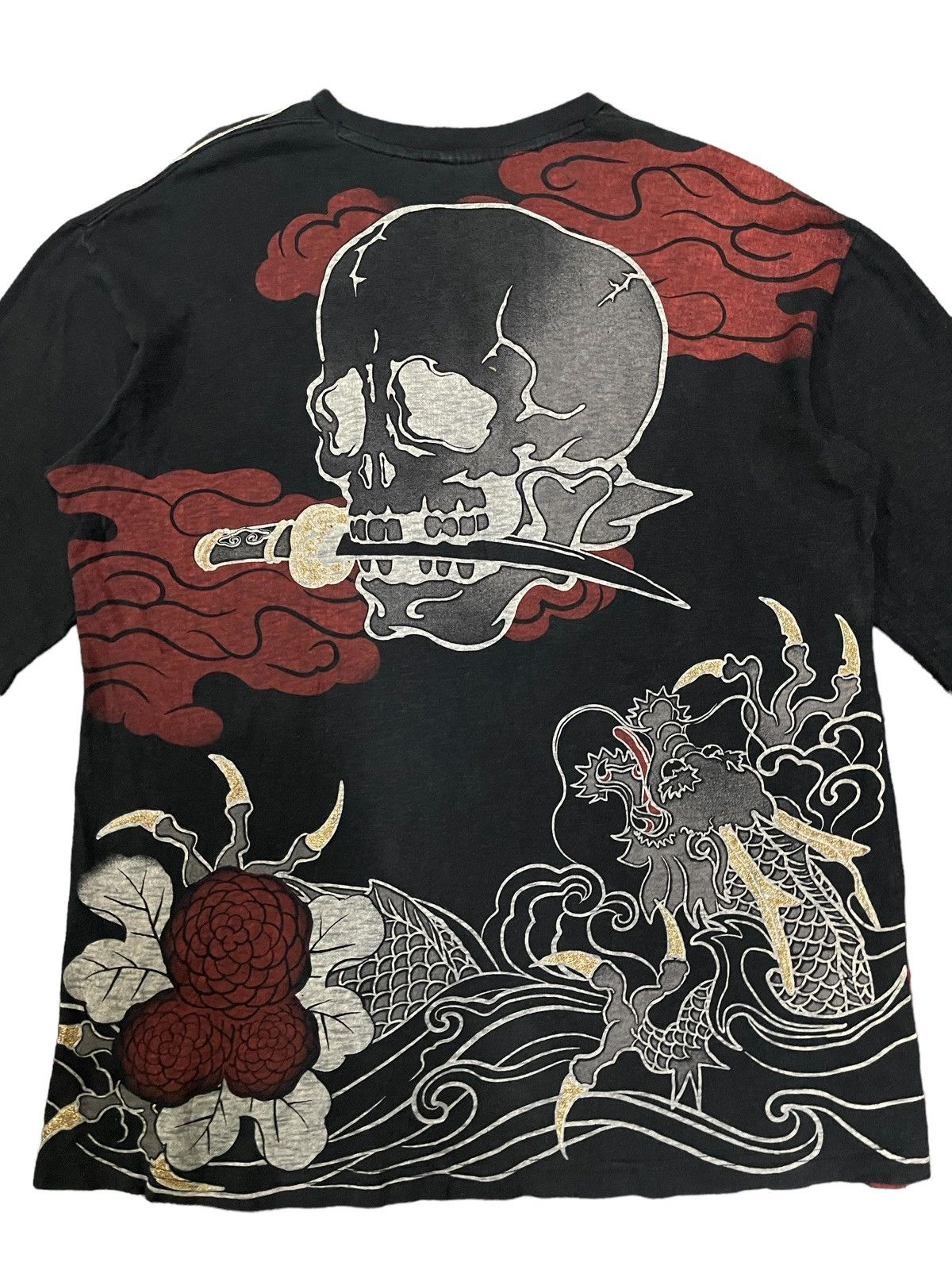 Vintage Japan Strange Heaven Overprint Sukajan Skull Dragon in Black, Men's — image 4 of 6