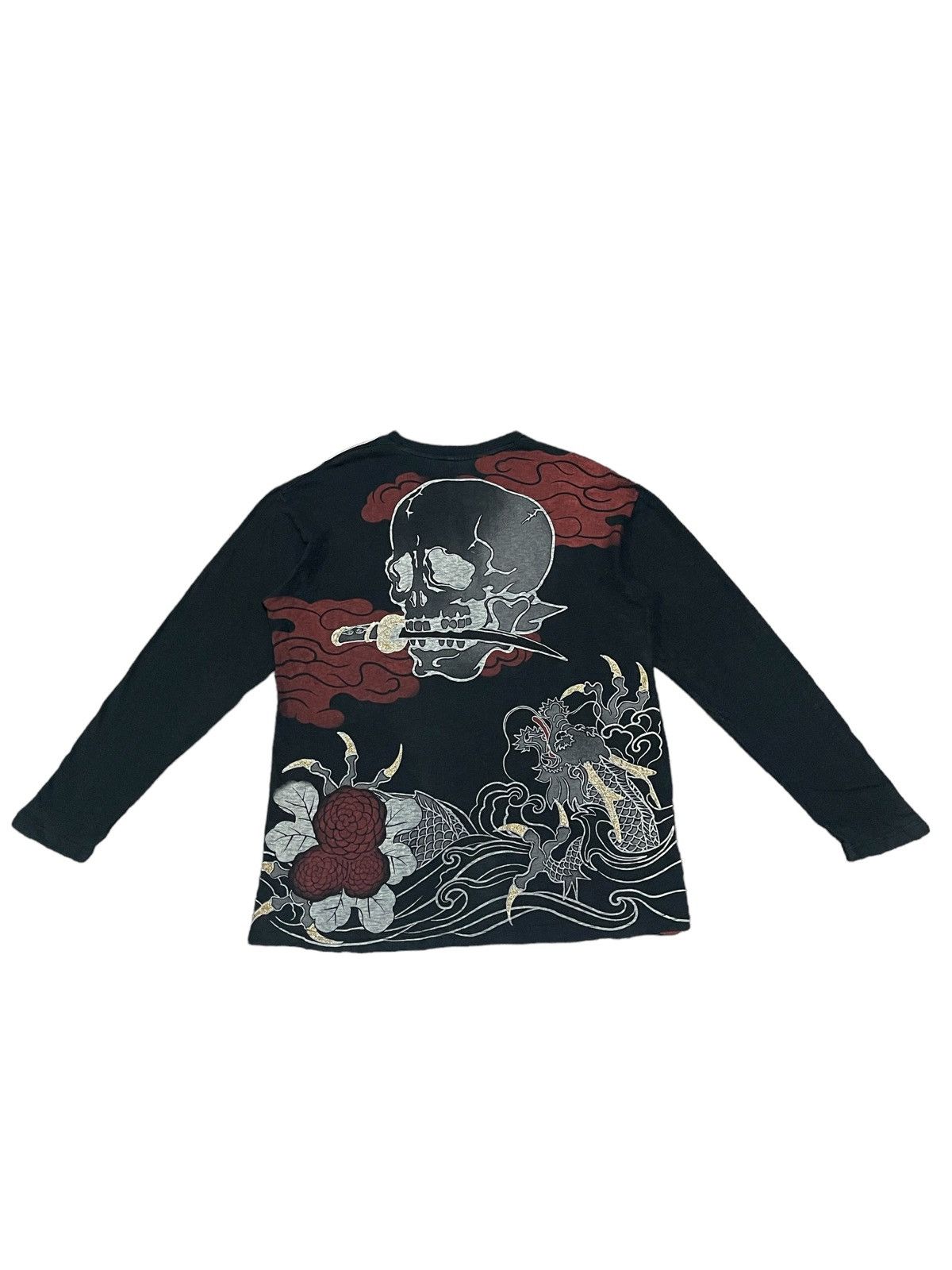 Vintage Japan Strange Heaven Overprint Sukajan Skull Dragon in Black, Men's — image 2 of 6