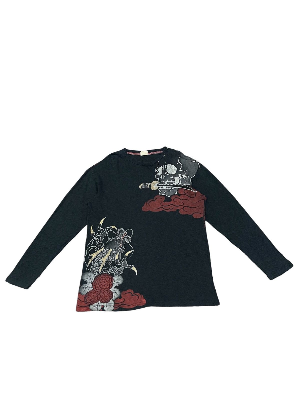 Vintage Japan Strange Heaven Overprint Sukajan Skull Dragon in Black, Men's — image 3 of 6