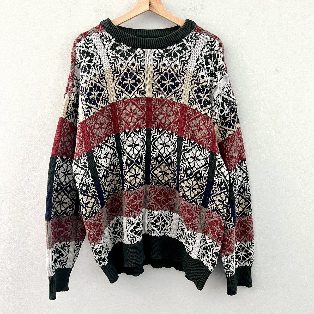 Alexander Julian × Vintage VTG 90s Colours by Alexander Julian Geometric Knit Sweater Size US XL / EU 56 / 4 - 1 Thumbnail