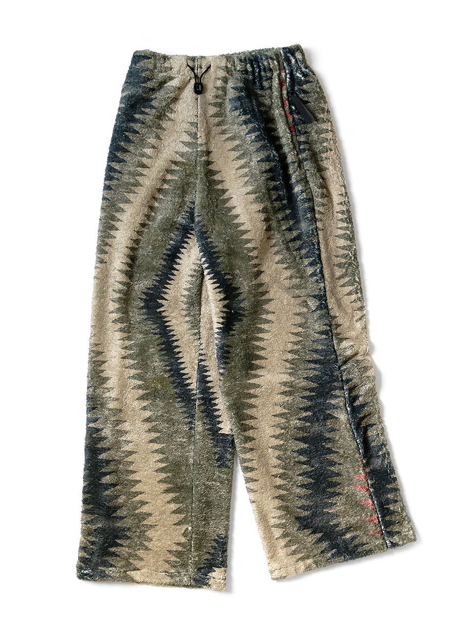 image of Kapital Thunder Mother Print Fleece Easy Straight Pants in Grey Beige, Men's (Size 32)