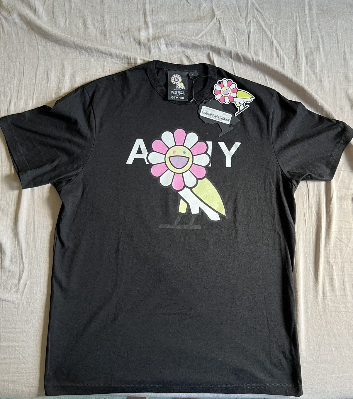 Takashi Murakami X OVO Surplus Flower Owl Tee Black for Men