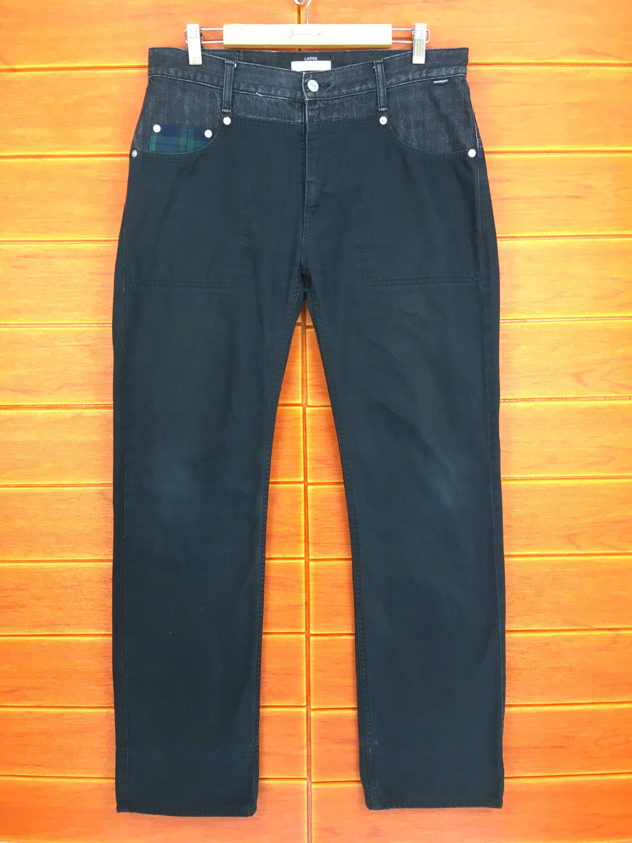 Montage Vintage 90s MONTAGE Japan Two Tone Split Denim Jeans Size US 32 / EU 48 - 1 Thumbnail