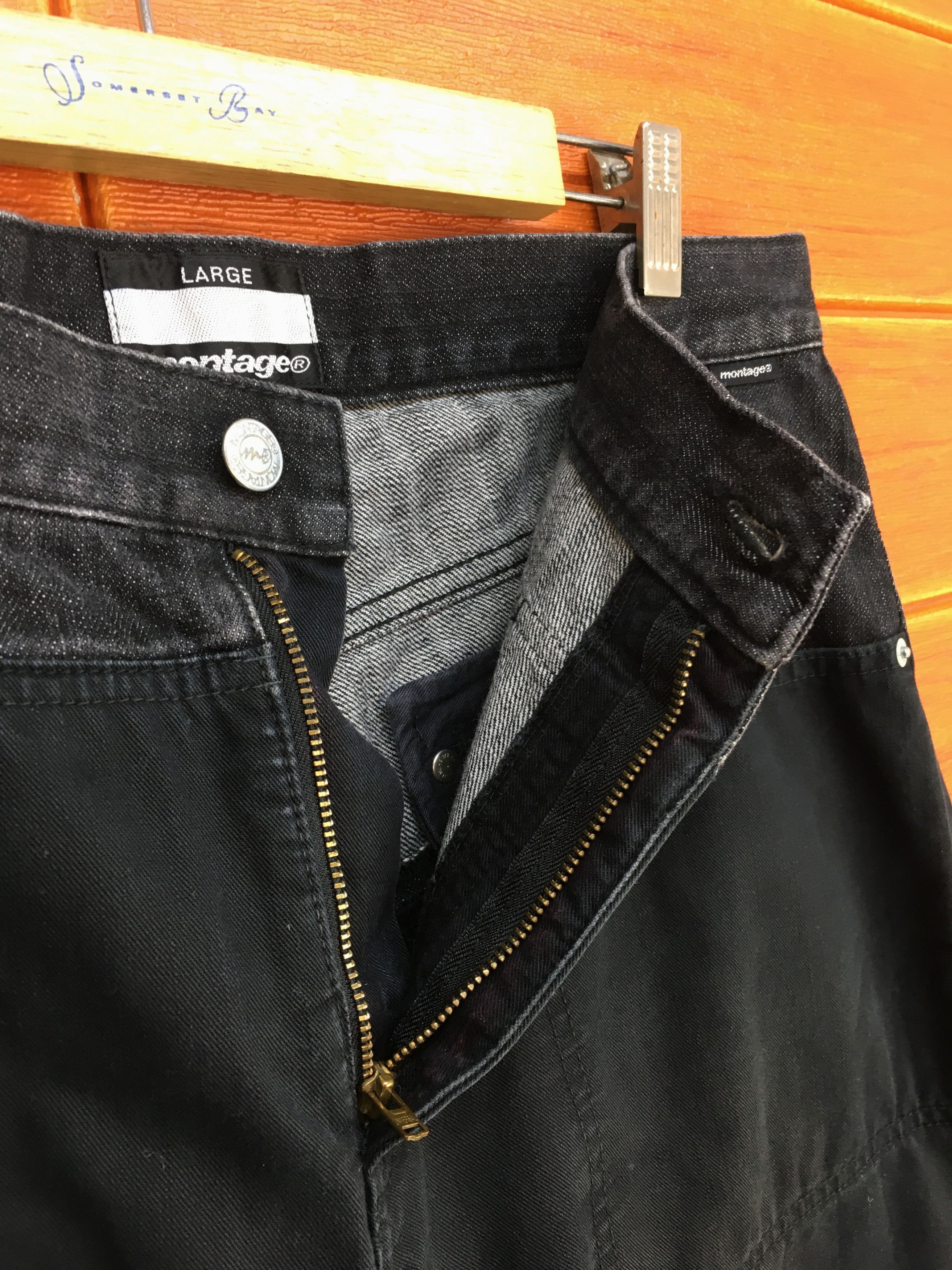 Montage Vintage 90s MONTAGE Japan Two Tone Split Denim Jeans Size US 32 / EU 48 - 21 Thumbnail
