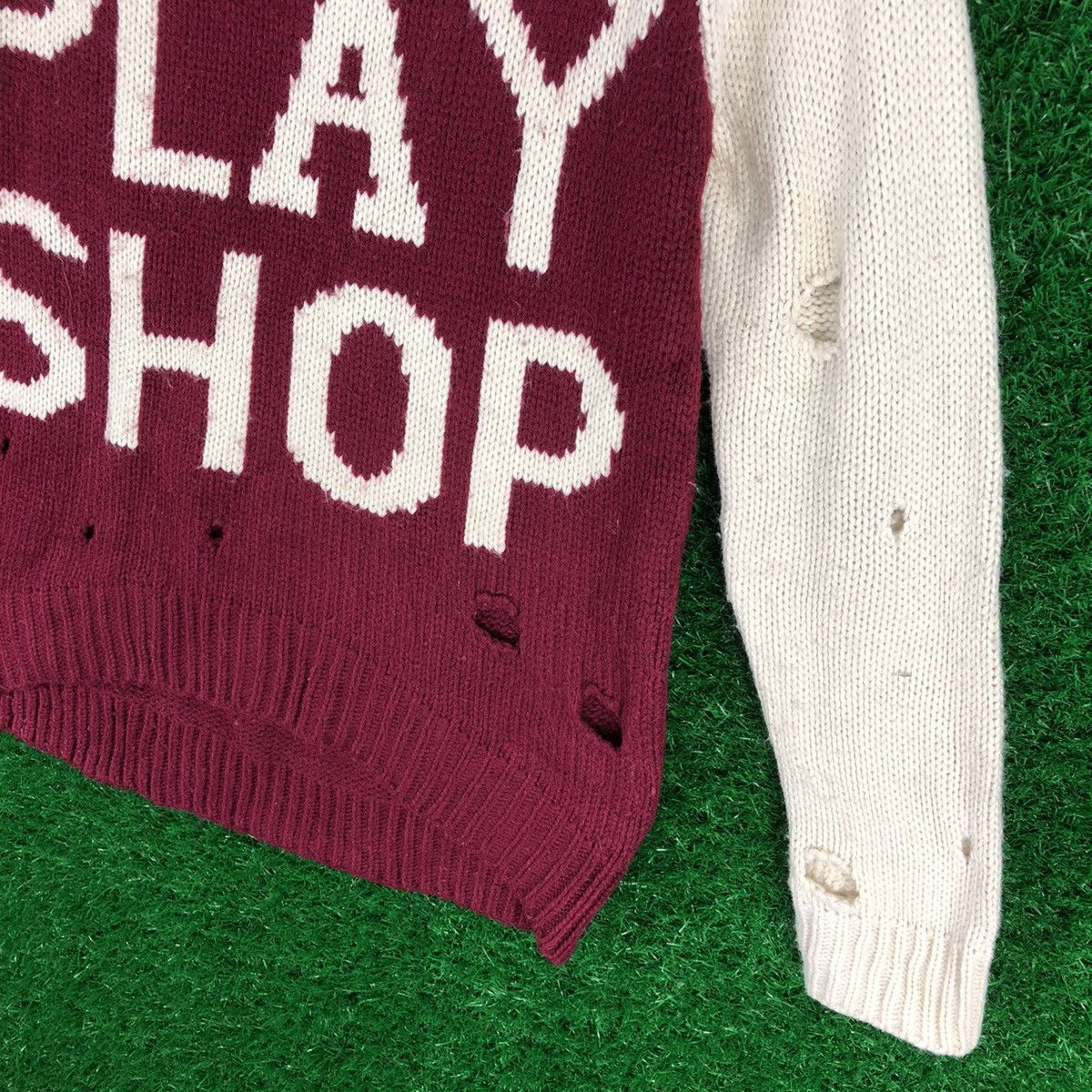 Seditionaries Vintage 80's Knit Sweater Play Shop Distressed Punk Design Size S / US 4 / IT 40 - 3 Thumbnail