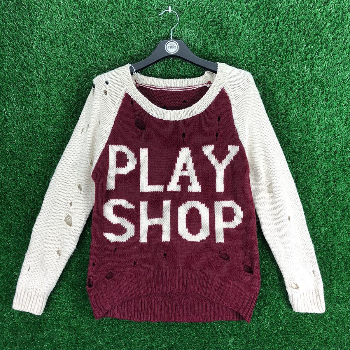 Seditionaries Vintage 80's Knit Sweater Play Shop Distressed Punk Design Size S / US 4 / IT 40 - 1 Thumbnail