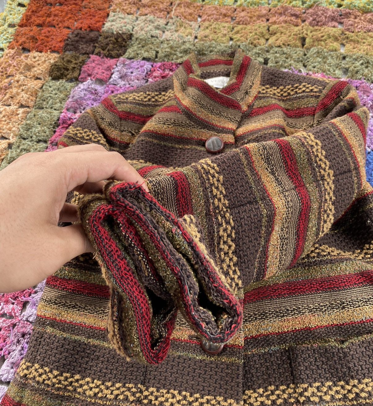 Japanese Brand Vintage Vero Striped Shirts Button Up Knit Cardigan Size M / US 6-8 / IT 42-44 - 6 Thumbnail